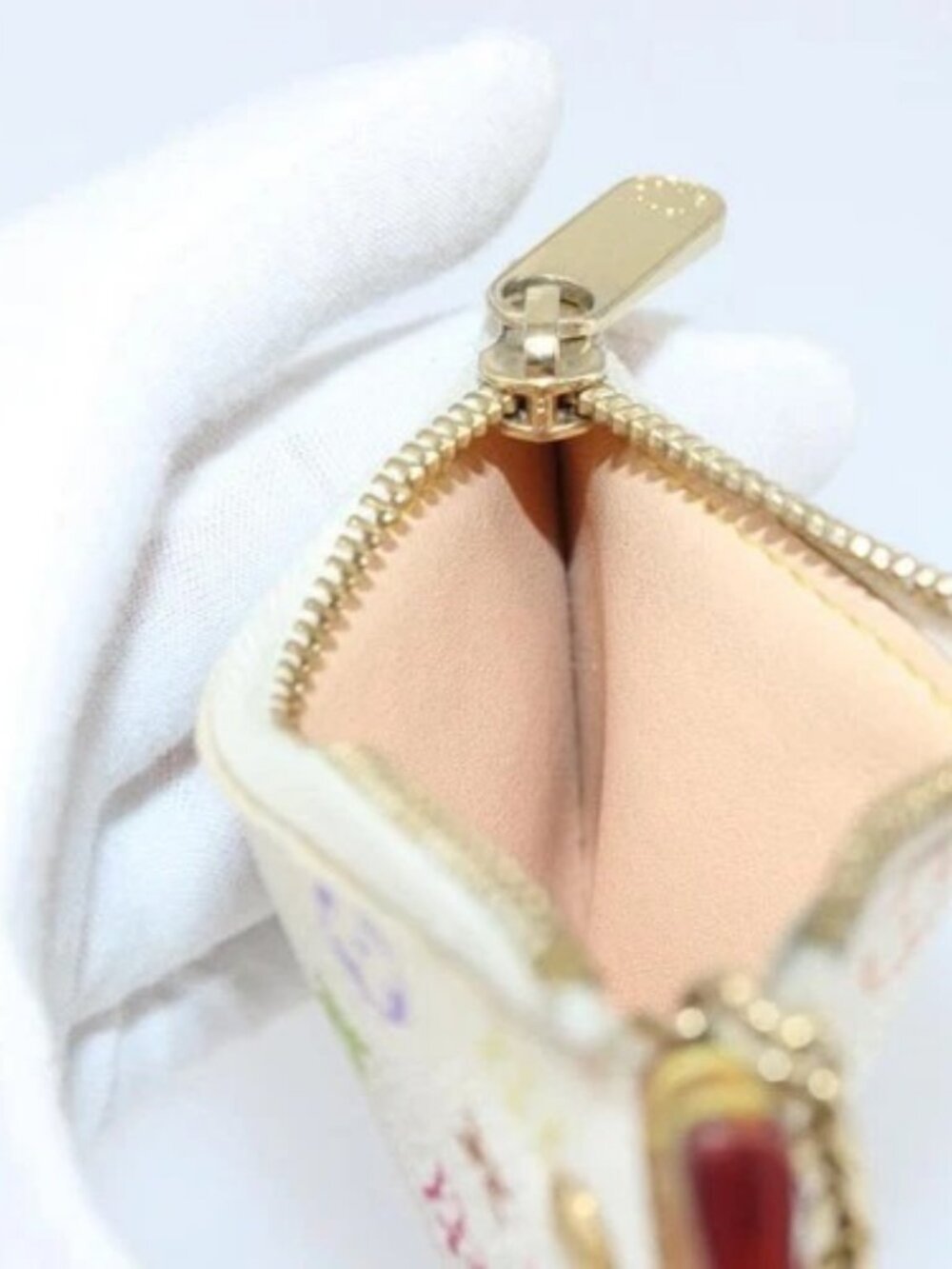 LOUIS VUITTON Monogram Multicolor Pochette Cles Purse White M92655 Auth 172025 - Picture 16 of 16